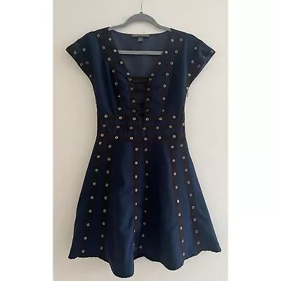 Zac Posen X Target Dress Limited Edition Fit Flare Snaps Blue Black Silver XS • $18