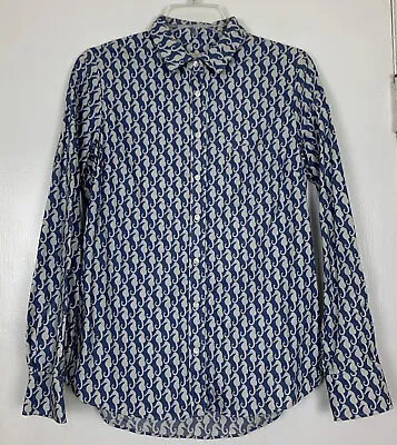 J CREW Womens Oxford Button Up Shirt Size S Long Sleeve Seahorses Long Sleeve • $14.99