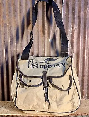 Vintage Canvas Fly Fisherman Bag Messenger Bag • $22.04