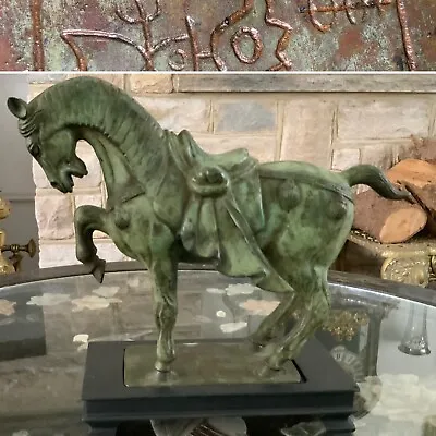 Rare 10” REPLICA CHINESE BRONZE FIGURINE TANG WAR HORSE DESK WEIGHT 3.5kg Signed • £450