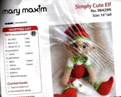 New Mary Maxim Crochet Christmas  Simply Cute Elf Kit 16  Tall • $24.99