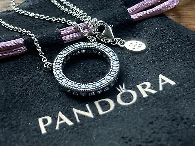 Sterling Silver Pandora Necklace - Circle Of Sparkle. Genuine. With Bag. • £20