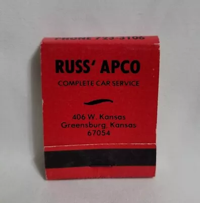 Vintage Russ APCO Petroleum Car Service Matchbook Greensburg KS Advertising Full • $12.99