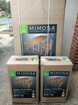 Mimosa 7 Piece Mareeba Wooden Timber Bar Setting 6 Chairs Stool And A Bar Table • $799