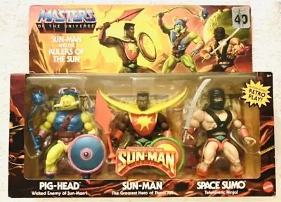 Sun-Man Rulers Of The Sun Pig-Head Space Sumo 3-Pack 40TH Exclusive MOTU Figures • $45.99