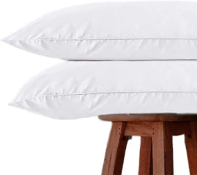 2x Luxury Goose Feather & Down Pillows Comfortable Extra Filling Hotel Quality • £15.77