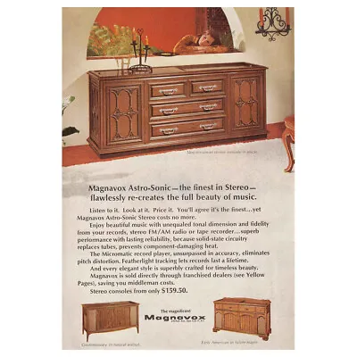 1968 Magnavox Astro-Sonic Stereo: Re Creates Full Beauty Vintage Print Ad • $6.75