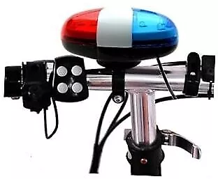  6 Bike Bicycle Police LED Light + 4 Loud Siren Sound Trumpet Cycling Horn Bell  • $18.50