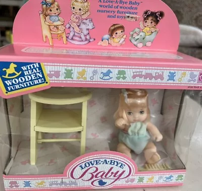 1987 Love-A-Bye Baby Vtg Blond Doll & Wooden High Chair Hasbro Set Unopened • $24.75