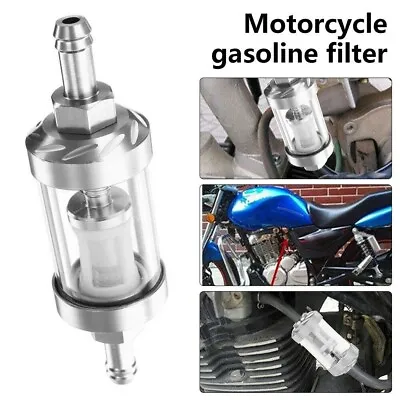 Universal 8mm 5/16'' Motorcycle Petrol Gas Fuel Inline Filter For Harley Honda • $11.23