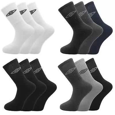 Mens Umbro Official Sports Socks Long Mid Calf Crew 3 Pairs Adults 6-11 • £5.85