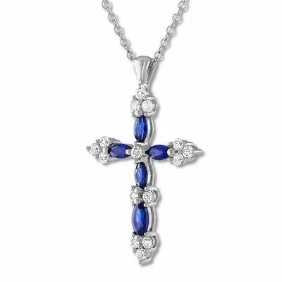 925 Sterling Silver Plated Color Cross Charm Pendant Necklace Chain Simulated • $4.99