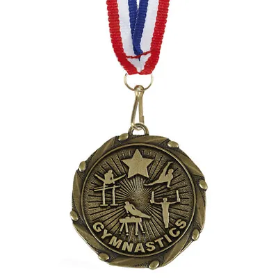 Male Gymnastics Medals With Ribbon - Engraved FREE Your Message - Free P+P • £4.50