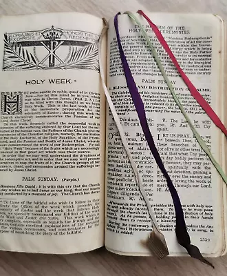 The Roman Missal Rare Leather Book Of Mass 1951 In Latin & English Church • £39.99