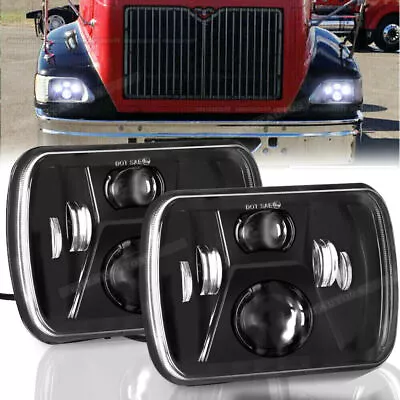 Pair 5X7 7x6 LED Headlights Hi Low Beam For International IHC 9200 9900 9400i • $79.89