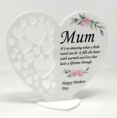 Mothers Day Gifts Personalised Heart Plaque For Mum Mummy Gran From Son Daughter • £4.99