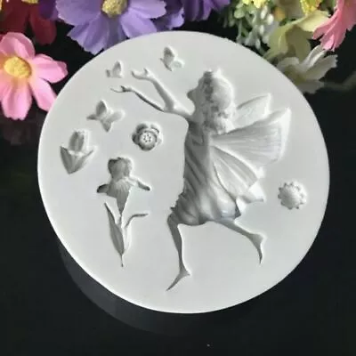 3D Silicone Fairy Chocolate Baking Mould Elf Angel Fondant Mold Flower Girl Cake • £4.93