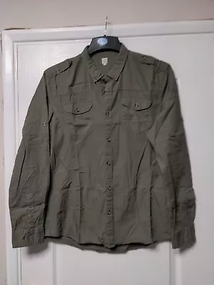 Men's Firetrap Khaki Green Long Sleeved Shirt Size Large • £12