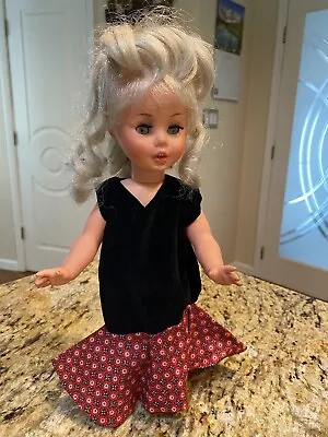 Vintage Sweet Furga Italy Doll Platnum Blonde Hair Homemade Dress 1960s • $36