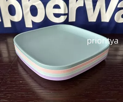 Tupperware Vintage Square Luncheon Dessert Plate 8  Pastel Color Set Of 4 New • $39.99