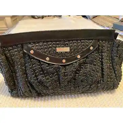 Miche Black Clutch Purse Magnetic Closure Outside Pocket Faux Leather Lined • $15