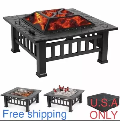 Fire Pits For Outside 32  Wood Burning Fire Pit Tables Black *IN HAND* • $100