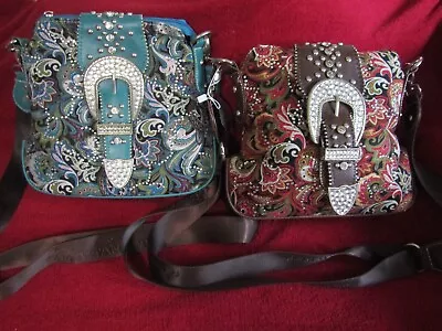 Montana West Paisley Pink Turquoise Blue Belt Buckle Purse Bag 2X READ DESC • $45