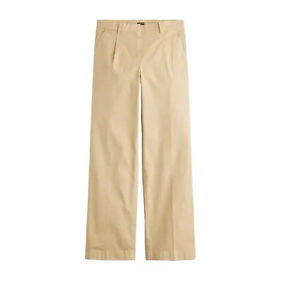 J.Crew Pleated Capeside Chinos Womens High Rise Light Khaki Wide Leg Pants • $39.95