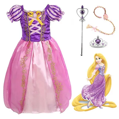 £17.99 • Buy Girls Tangled Rapunzel Fancy Dress Up Costume Princess Birthday Party Clothing