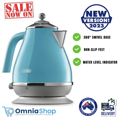 Delonghi Icona Capitals Kettle Electric Cordless 1.7L Fast Boil Jug Lisbon Azure • $154.97