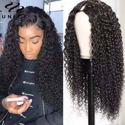 UNice Curly U Part Human Hair Wigs Glueless Wear And Go Wigs For Black Women 12A • $75.12