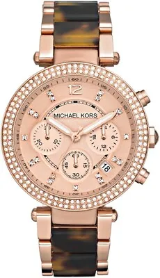 295$ Michael Kors  Parker Women's Watch Rose Gold & Tortoise MK5538 • $295