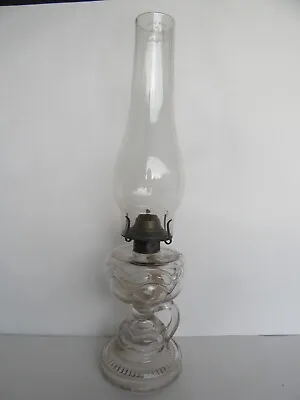 $49.95 • Buy Antique 19th Century Finger Handle Zip Loop Glass Oil Lamp