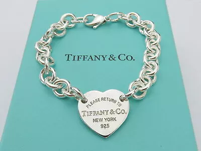 TIFFANY & CO Sterling Silver Return To Tiffany Heart Tag Bracelet • $495