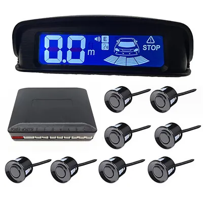 8 Parking Black Sensors LCD Car Backup Reverse Rear Radar System Alert Alarm Kit • $56.60