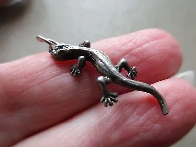 Rare Vintage Sterling Silver Lizard Reptile English Fob Charm Bracelet Pendant • $25