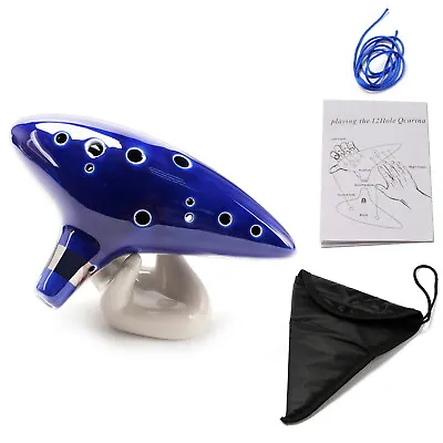 Ocarina 12 Hole Alto C With Song Book Neck Strap Display Stand Protective Bag • $19.99