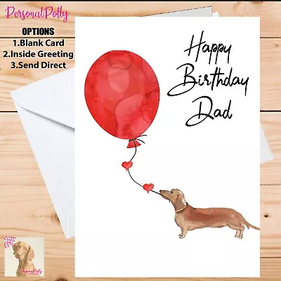 Personalised Daschund Card Birthday Pet Dog Paw Brown Sausage Dog • £2.82