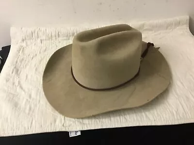 Vintage Stetson Stallion Premium Wool Tan Cowboy Hat - Size 7 1/4 Made In USA • $50