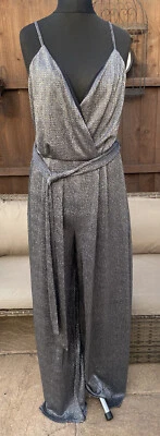 £8.50 • Buy JD Williams Silver Wide Leg Jumpsuit Size 14 UK
