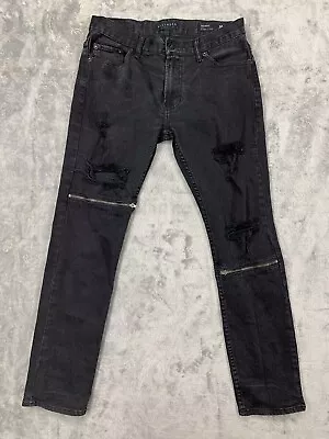 Buffalo Skinny Black Zipper Distressed Men's Sz 30x30 • $19.95