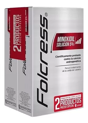 2x Folcress Hair Loss Treatment/ Solucion Para Caida De Cabello/ Minoxidil 5% • $59.99