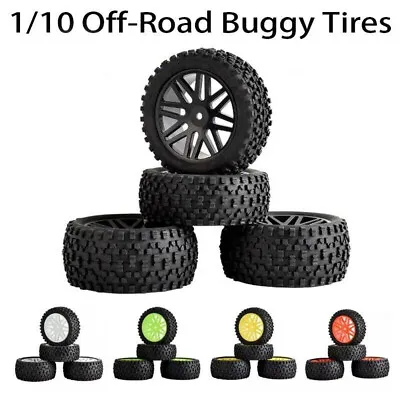 4PCS 1/10 Scale RC Car Buggy Tyres And Wheels Rim  For HSP HPI Off Road RC Car • £19.19