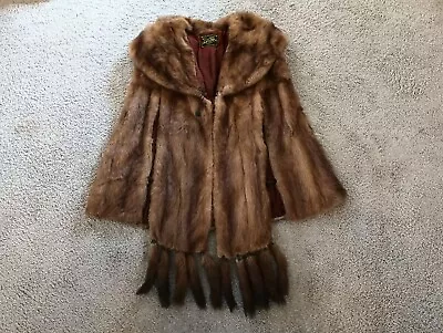 Women's Genuine Natural Non Dyed Real Mink Fur Coat Stole Wrap Coat With Tails • $20