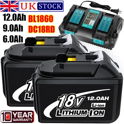 2X 18V/12.0Ah For Makita Battery BL1860B 6.0Ah 197422-4 BL1850B BL1830 / Charger • £17.89