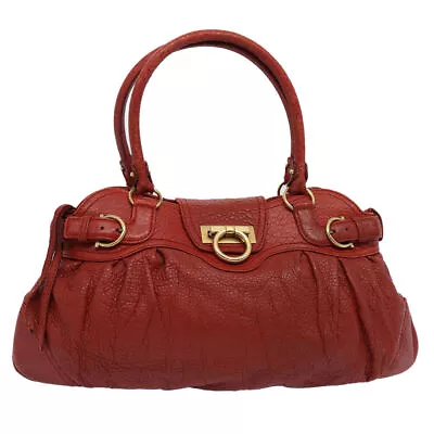 Salvatore Ferragamo Gancini Shoulder Bag Leather Red Auth 60999 • $198.35