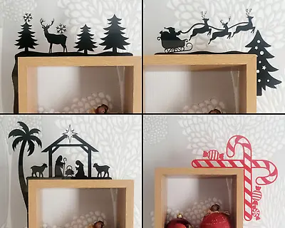 Christmas Shelf Decoration Nativity Reindeer Santa Sleigh Candy Cane Black Red • £8.99