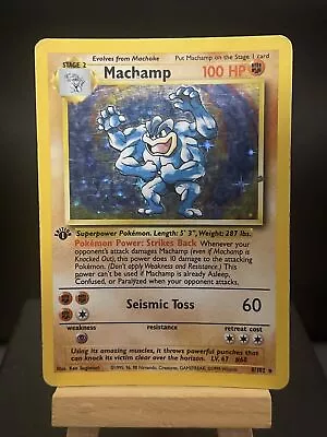 Pokemon Card Machamp 8/102 1st Edition Rare Holo Base Set WOTC Played 4 • £6.99