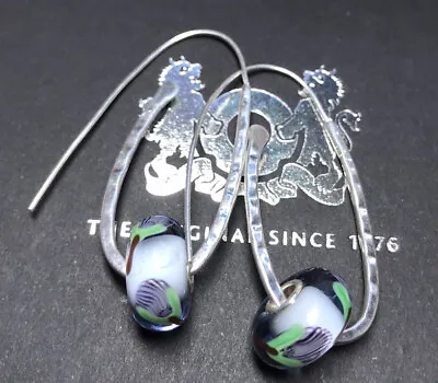 Trollbeads Flurry Of Change Glass Drop Sterling Silver Earrings Thistle • $111.90