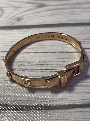 Authentic Michael Kors Rose Gold Buckle Belt Stud Latching Bangle Bracelet • $34.99